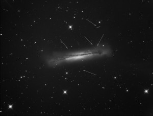 AT10RC Test Image at WSP - NGC 3628 with Arrows Indicating Asteroid Trails
