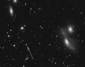 Image Through 110 Scope from Previous Night Showing how far Asteroid Princetonia Traveled